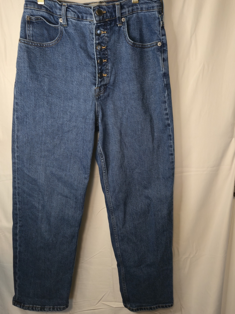 Everlane Way High Jeans Sz 30 Women's Dark Wash Straight Button Fly 0651
